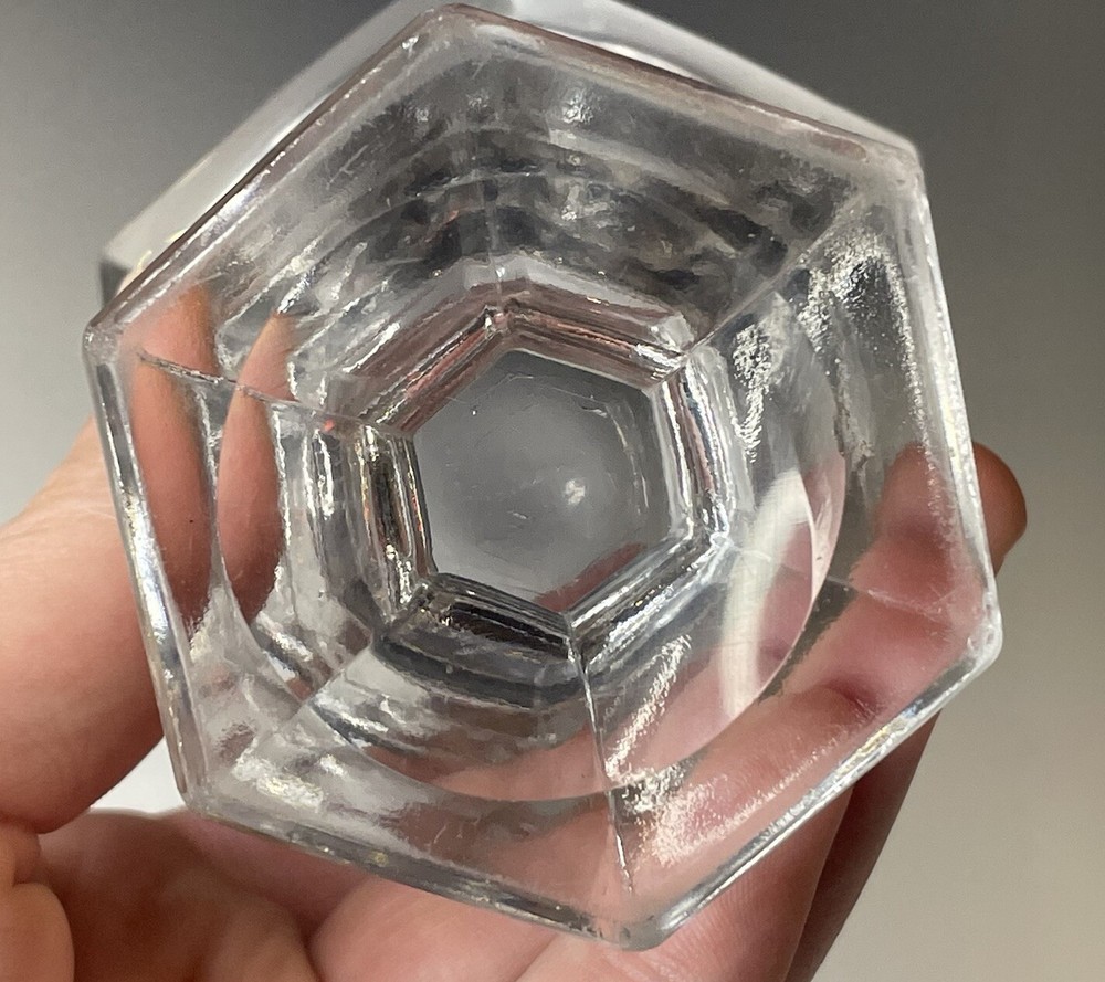 Antique Footed Master Open Salt Hexagonal EAPG Victorian Pressed Glass Table