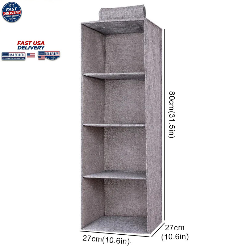 Hanging Wardrobe Storage Bag Drawer Type Collapsible Multi-Layer Organizer Beige
