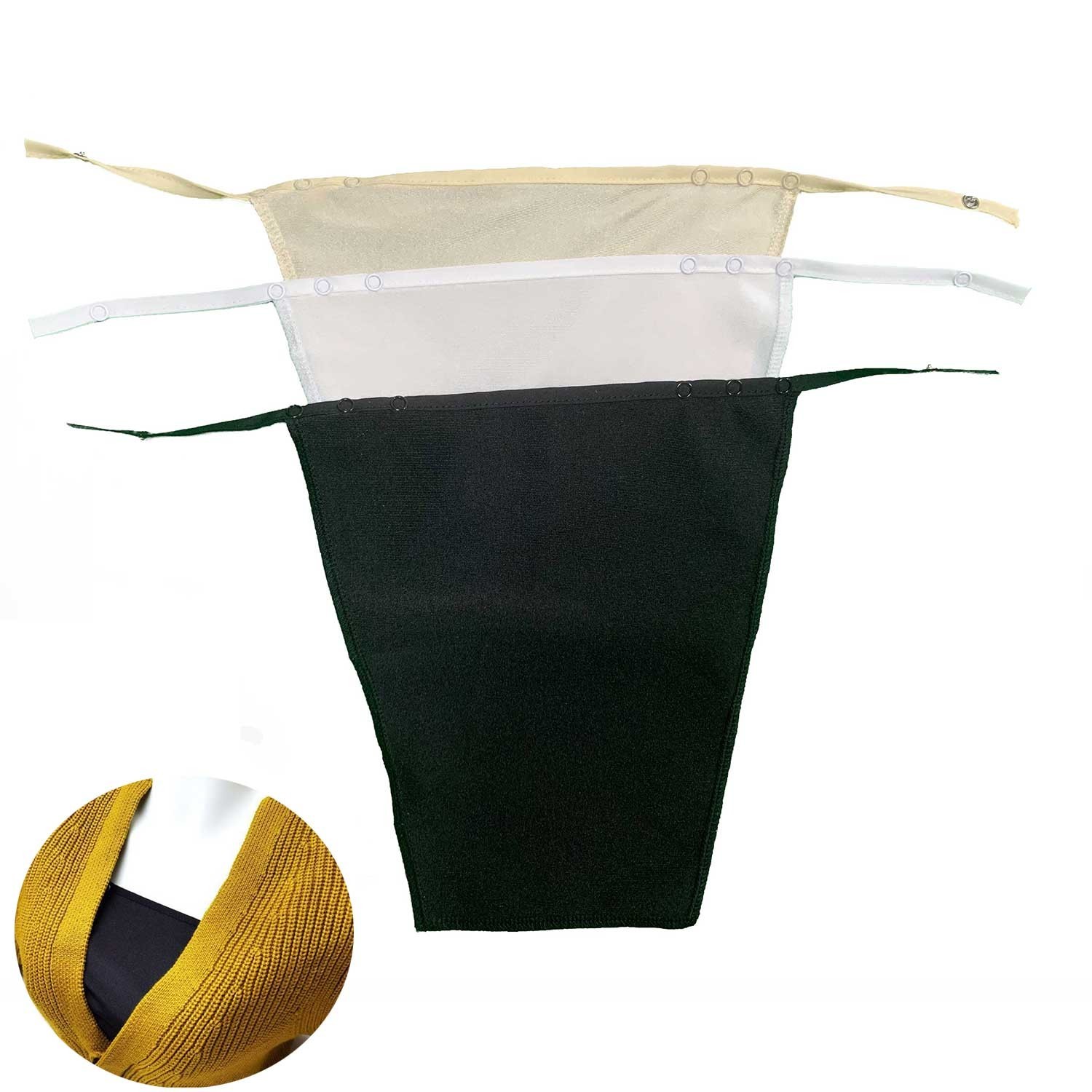 Clip-on Mock Camisole Bra Insert Modesty Panel V-Neck 3 Pack