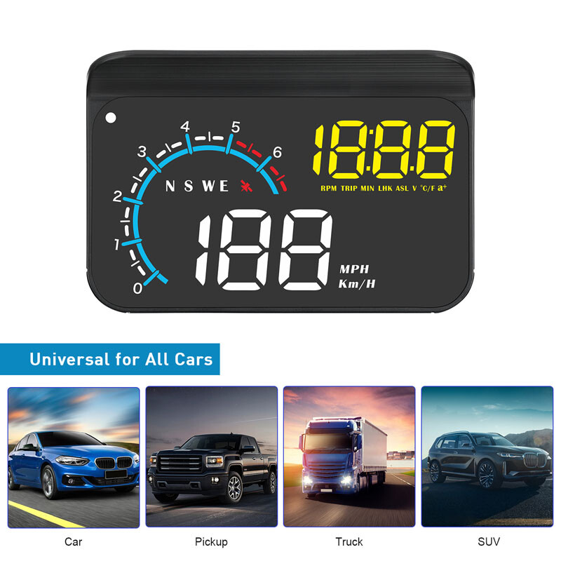 Speedometer Digital HUD Head Up Display OBD2 GPS USB Projector Overspeed Alarm U