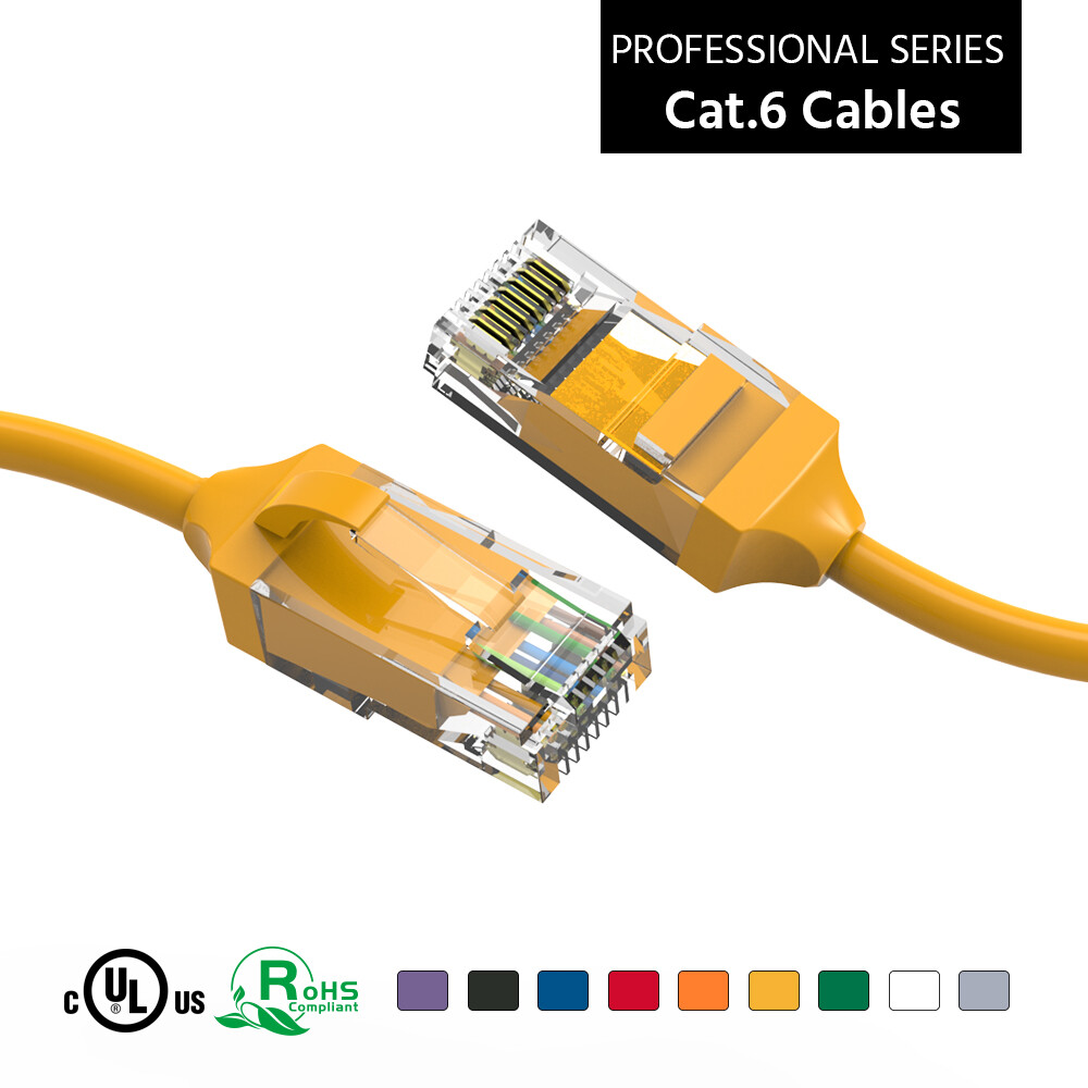 5Ft CAT6 28AWG Slim Ethernet Network Cable Yellow