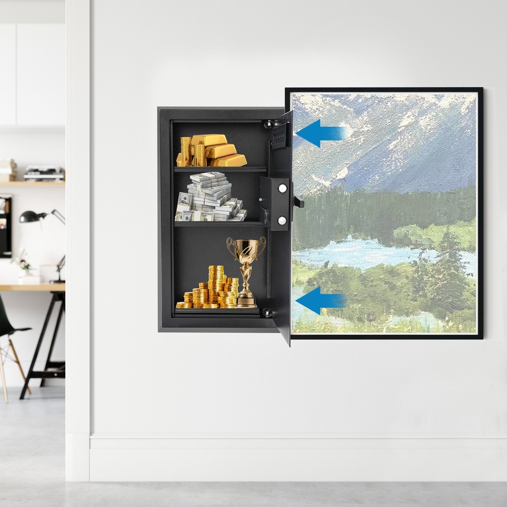Black Modern Wall-mounted Safe Safe With Keys Hidden Wall safe Combination Lock