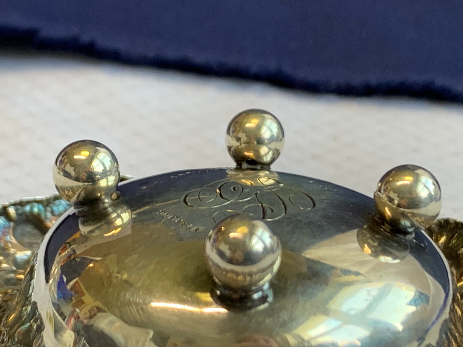 Antique Sterling Silver Condiment Dish Master Salt Cellar 37.03g Floral Repousse