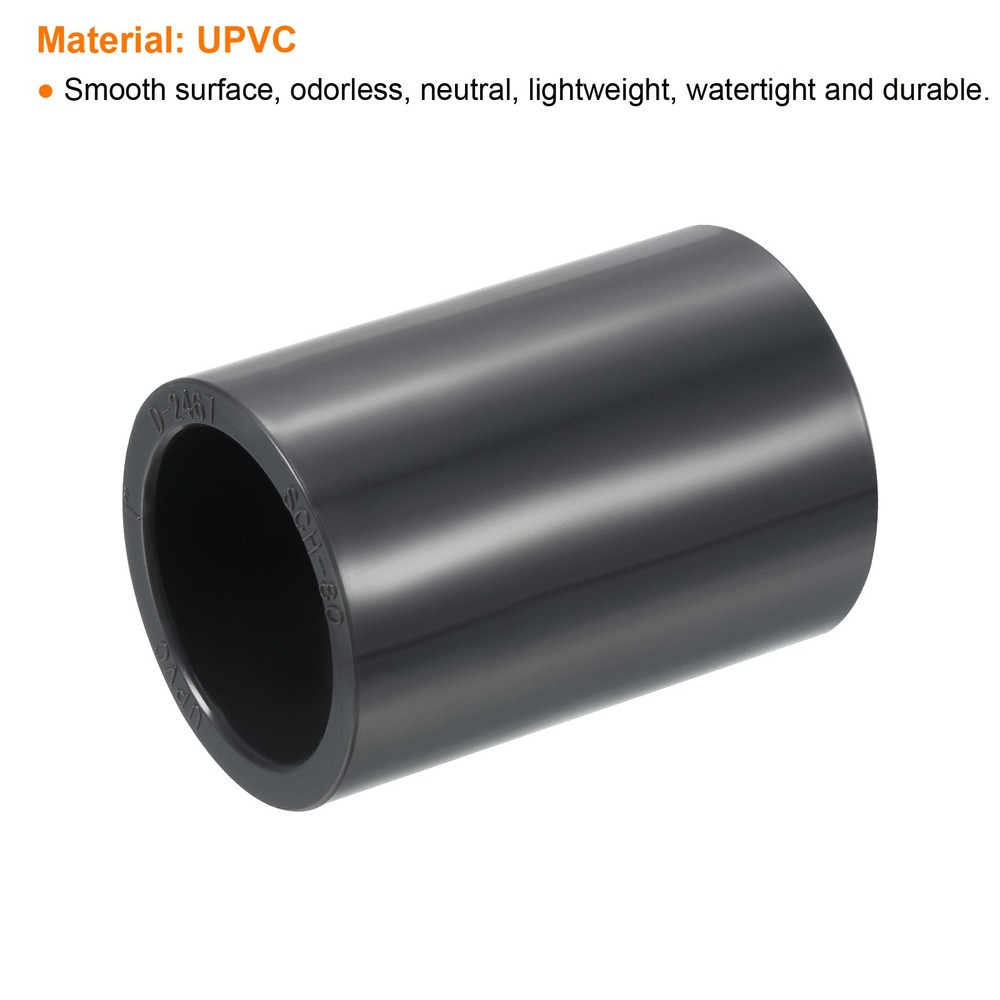 5pcs 1" Socket SCH80 UPVC Pipe Fitting Straight Coupling Connector, Grey