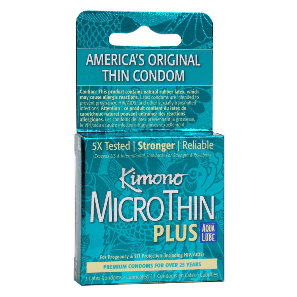 Mayer Laboratories Kimono Microthin Plus Aqua Lube Condoms 3 Count