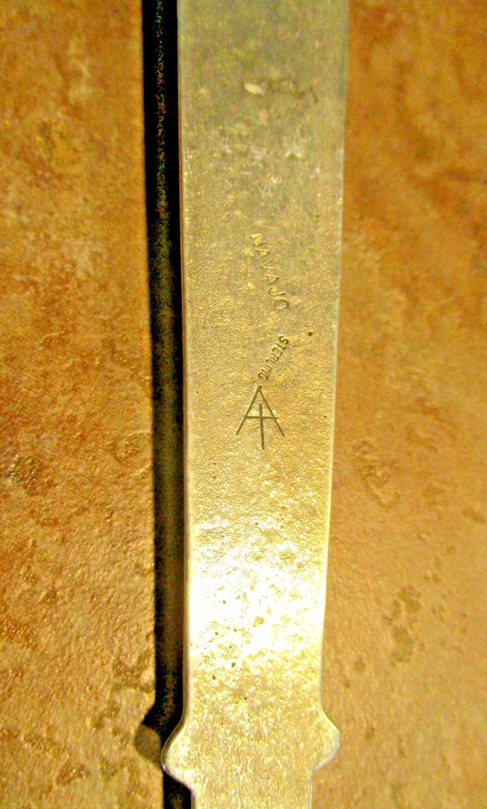 7" TOP SHELF !!! Vintage Navajo Sterling Turquoise Sandcast LETTER OPENER