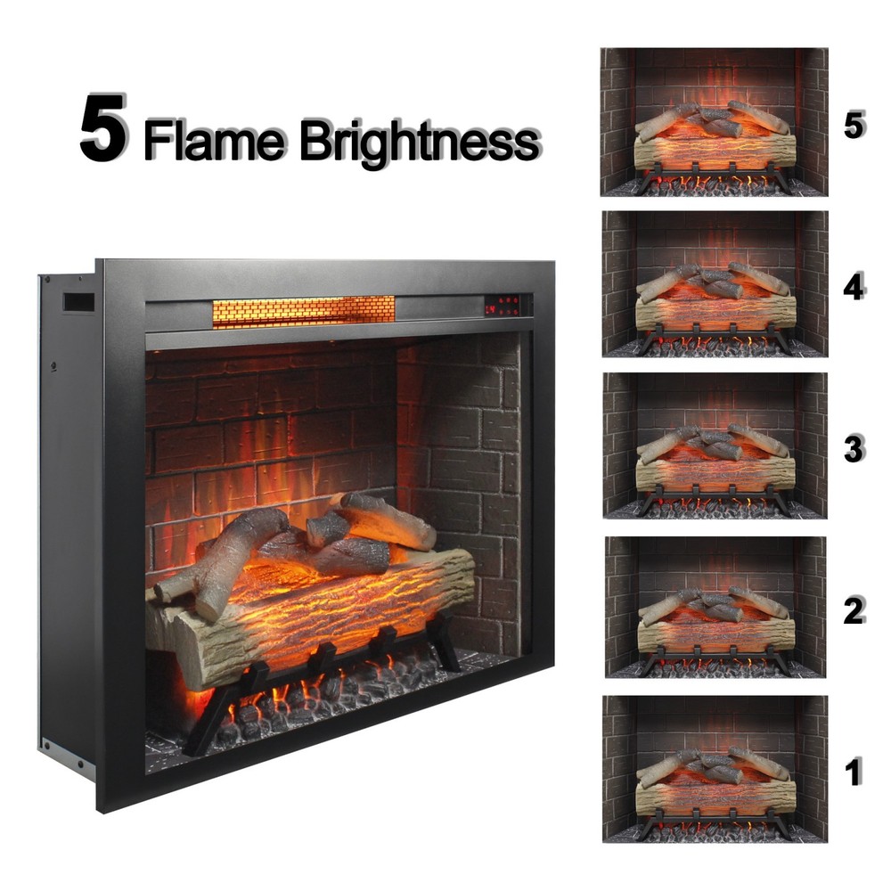 1500W 28 inch Electric Fireplace Heater Touch Panel Firebox with Remote Control