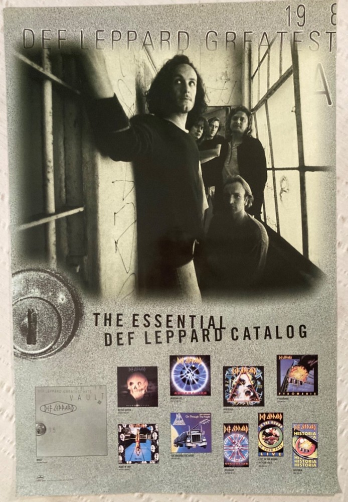 Def Leppard Two-Sided 1995 Promo Poster Greatest Hits With Album Catalog Y