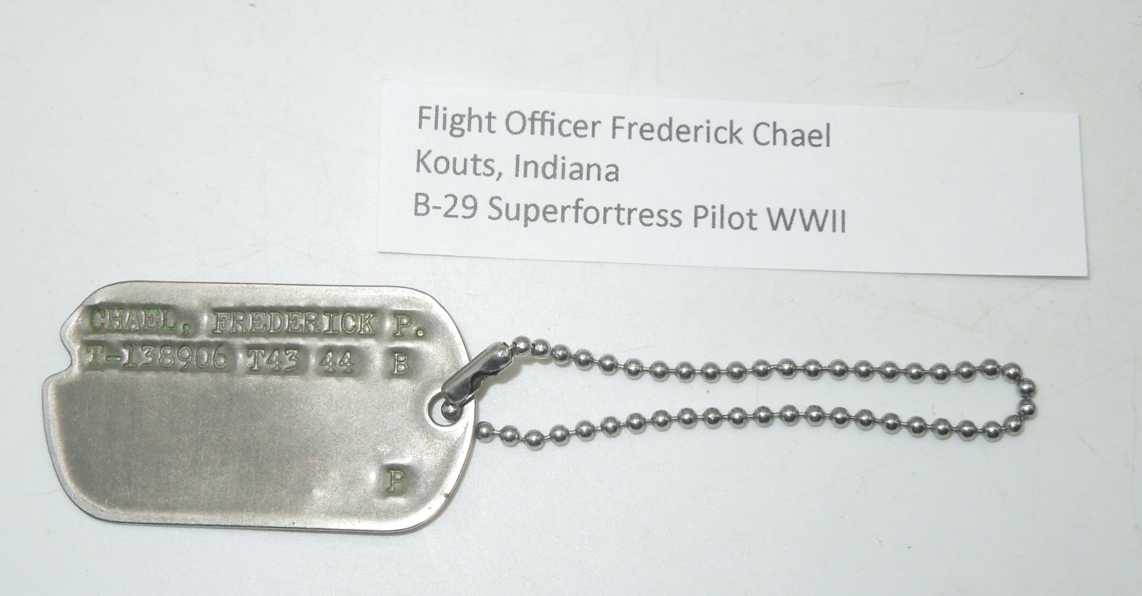 Original WWII US Flight Officer Chael B-29 Superfortress Pilot Dog Tags DTC2