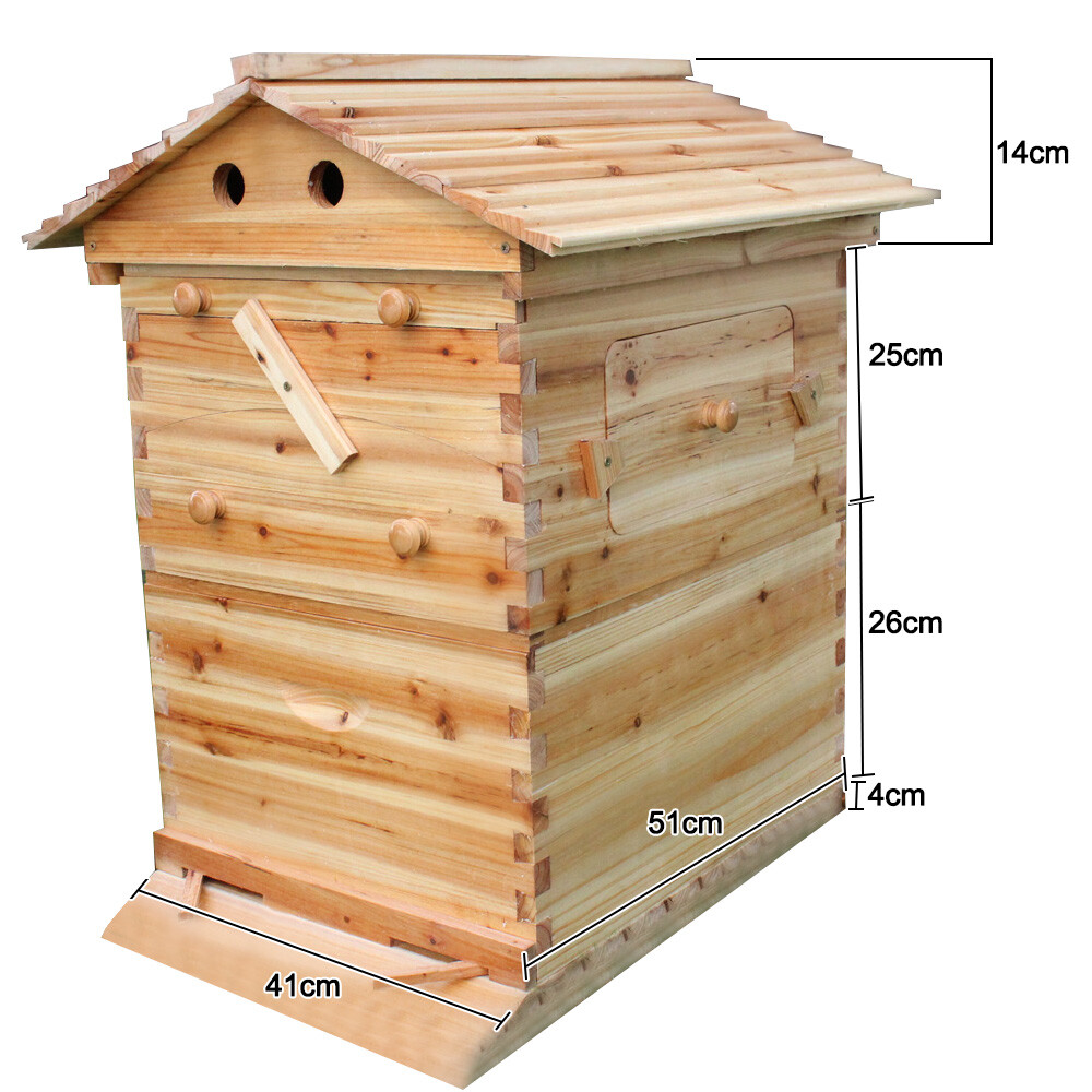 Auto Seeping Langstroth Bee Hives Honey House + 7 Beekeeping Frames + Hive Stand