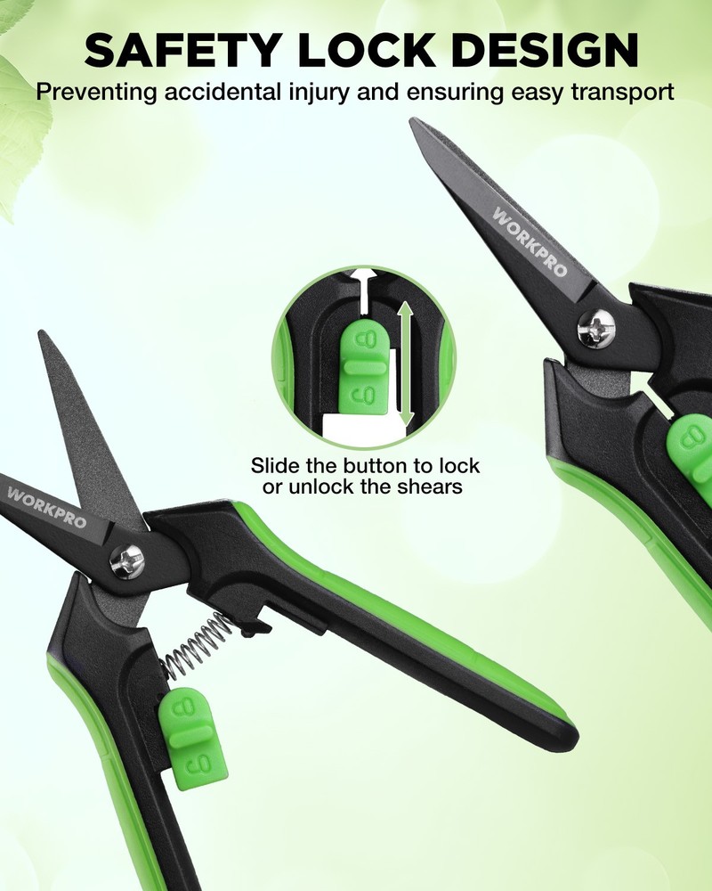WORKPRO 6-Inch Pruning Shears Sharp Gardening Scissors for Precise Cuts Steel