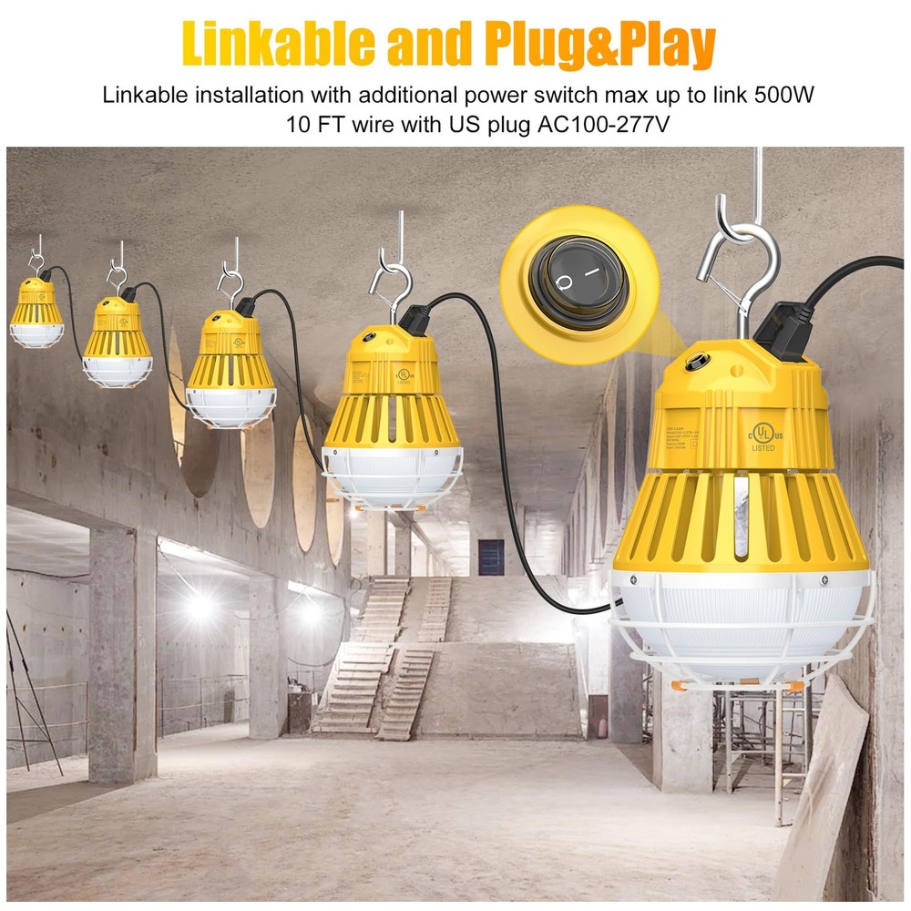 100Watt LED Temporary Work Light Linkable Construction Tunnel Warehouse Lighting