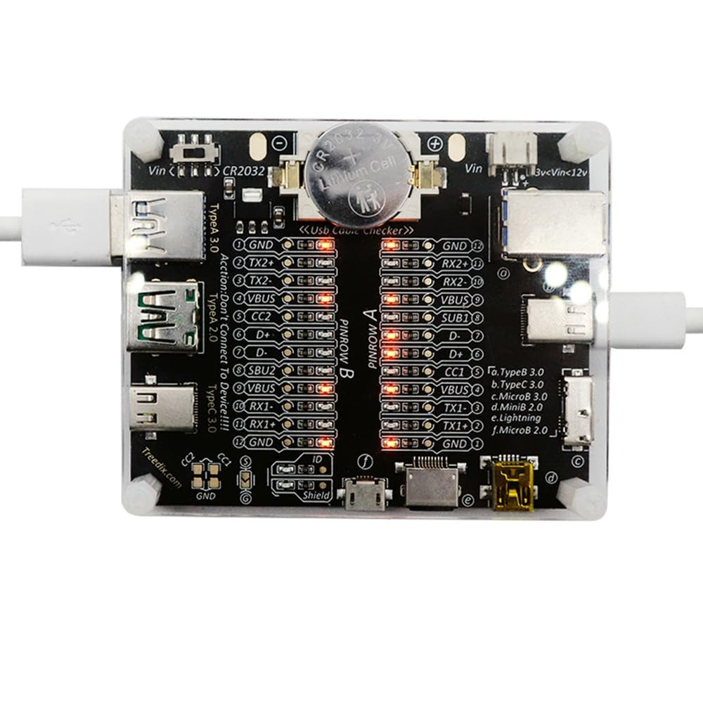 USB Cable Tester Board Checker Data Wire with Acrylic Case...