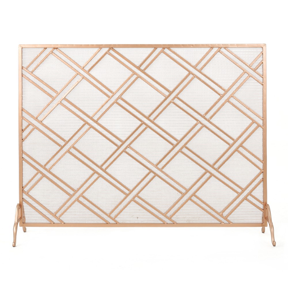 Josette Contemporary Single-Panel Iron Fireplace Screen,