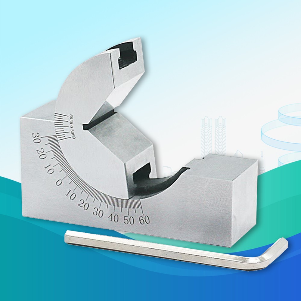 Adjustable Angle V Block 0 to 60° Precision Gauge Micro Milling Setup & Wrench