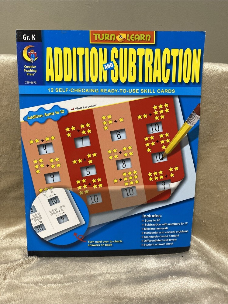 TURN & LEARN Self-Checking MATH +/-  Cards Creative Teaching Press Class Or Home
