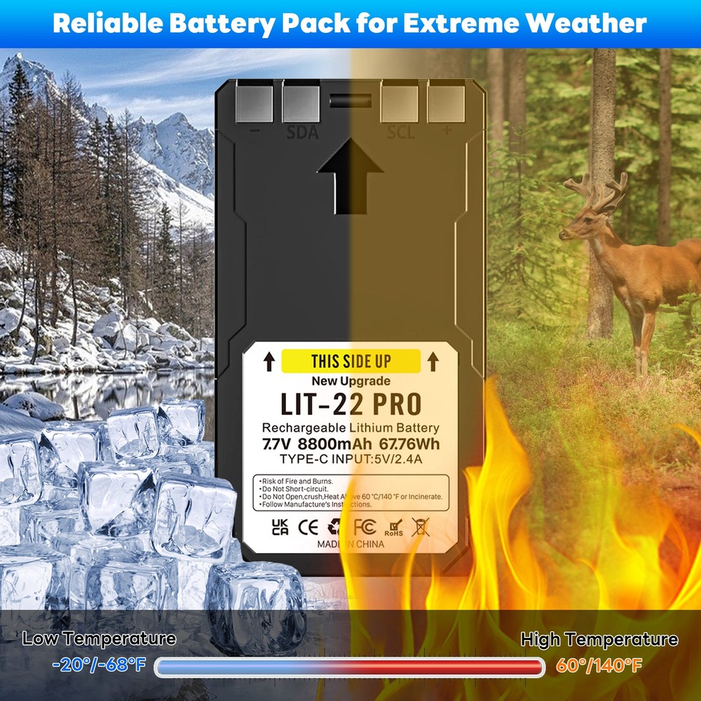 2 Pack LIT-22 8800mAh Battery for SPYPOINT Flex-M Flex-Plus Flex-S Trail Camera