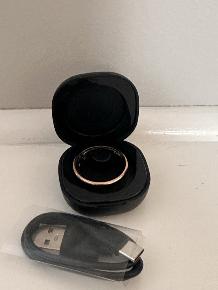 HERZ P1 Smart Ring Activity Tracker Gold Black with Charging Case USB Cable