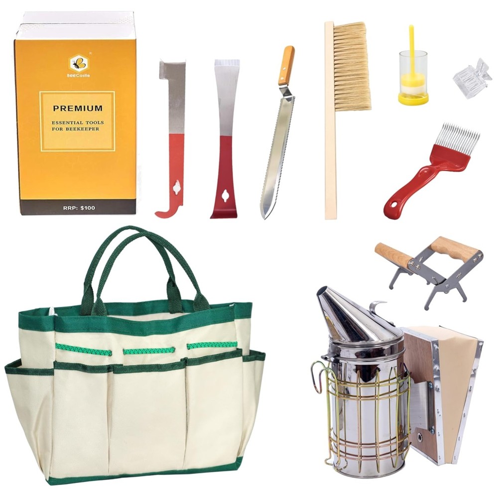 Professional 9-Piece Beekeeping Starter Kit with Bee Smoker & Essential Tools