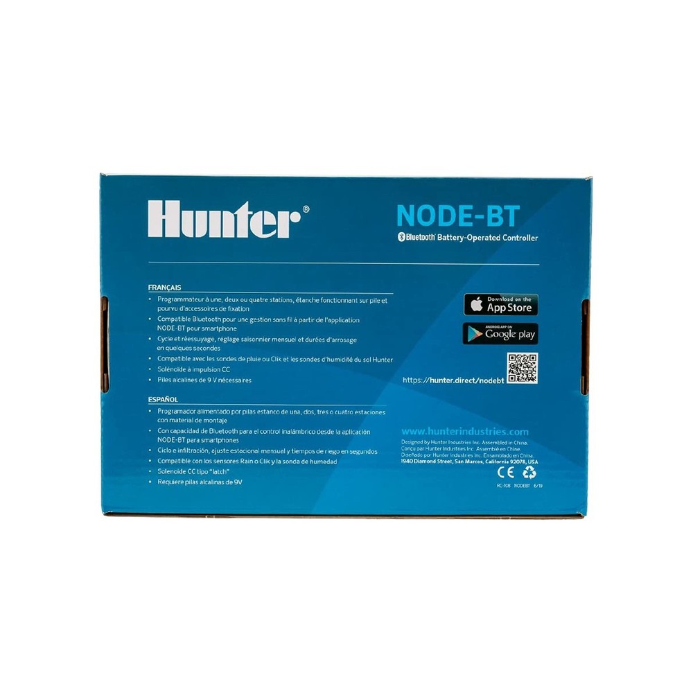 Hunter NODE-BT-100 Bluetooth Battery Operated Sprinkler Controller with Solen...
