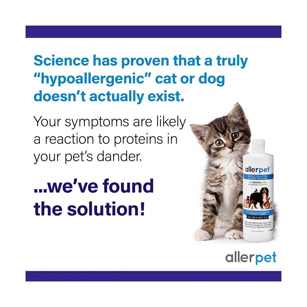 Allerpet Single Solution 16 fl oz Bottle Dander Remover for Pets (2 Pack) - R...