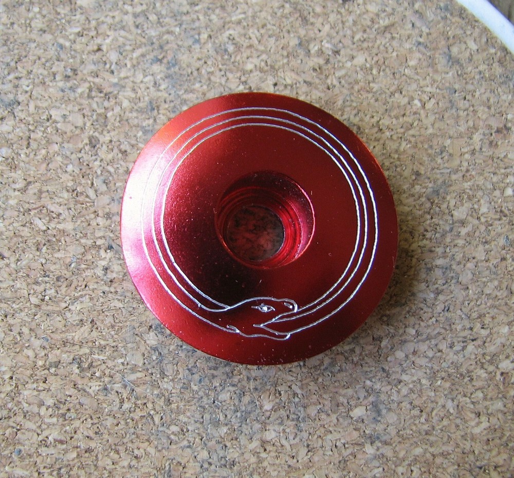 OUROBOROS HEADSET STEM TOP CAP 1 1/8" CUSTOM ENGRAVED RED