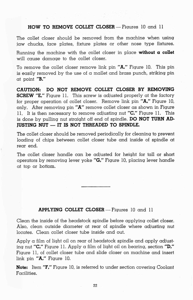 Hardinge Models HC & HCT Chucking Machine Operators Manual #1412
