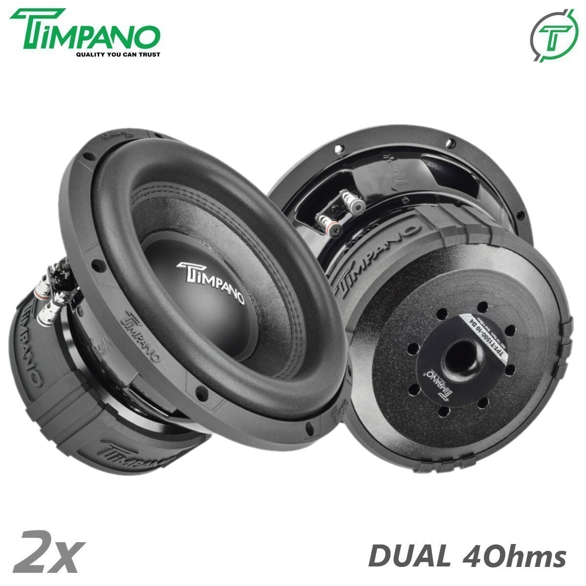 2x Timpano 10" Car Audio Subwoofer 1500 Watts T1500-10 Dual 4 Ohms Daily Banger