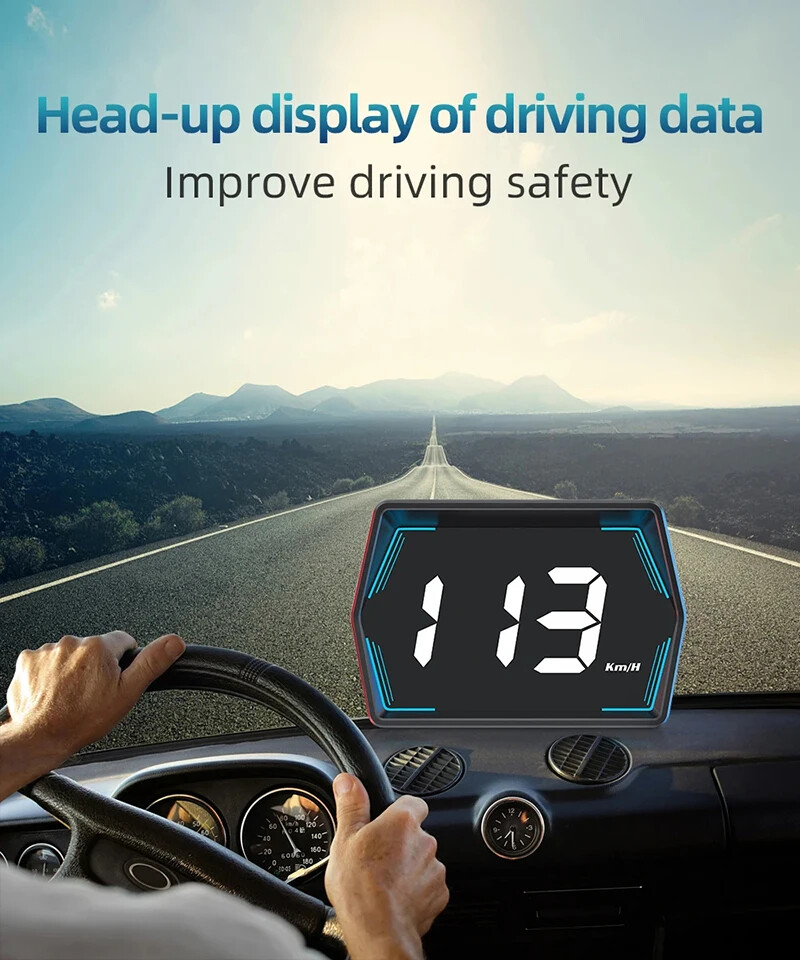 Car Digital Speedometer Head-up Display Security Overspeed Alarm Speed Compass
