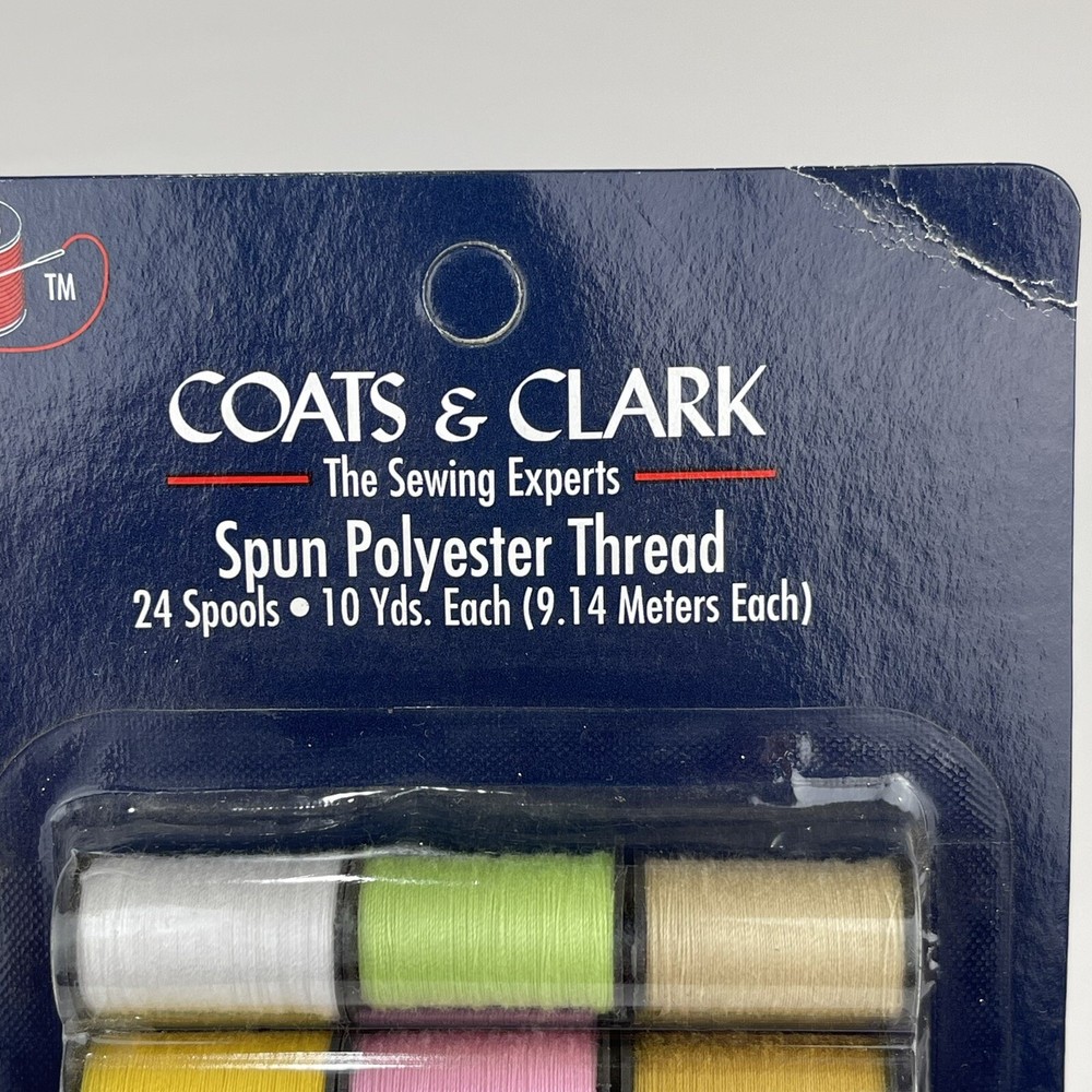 Coats & Clark Spun Polyester Thread 24 Spools 10 Yards Each Light & Dark Shades