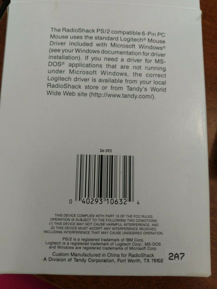 RadioShack PC Mouse MS-Windows Ready PS/2 compatible
