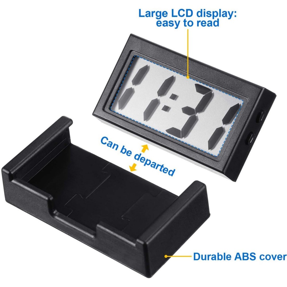 High Quality 3 Pack Mini Digital Clock Small Adhesive Stick On LCD Display Clear