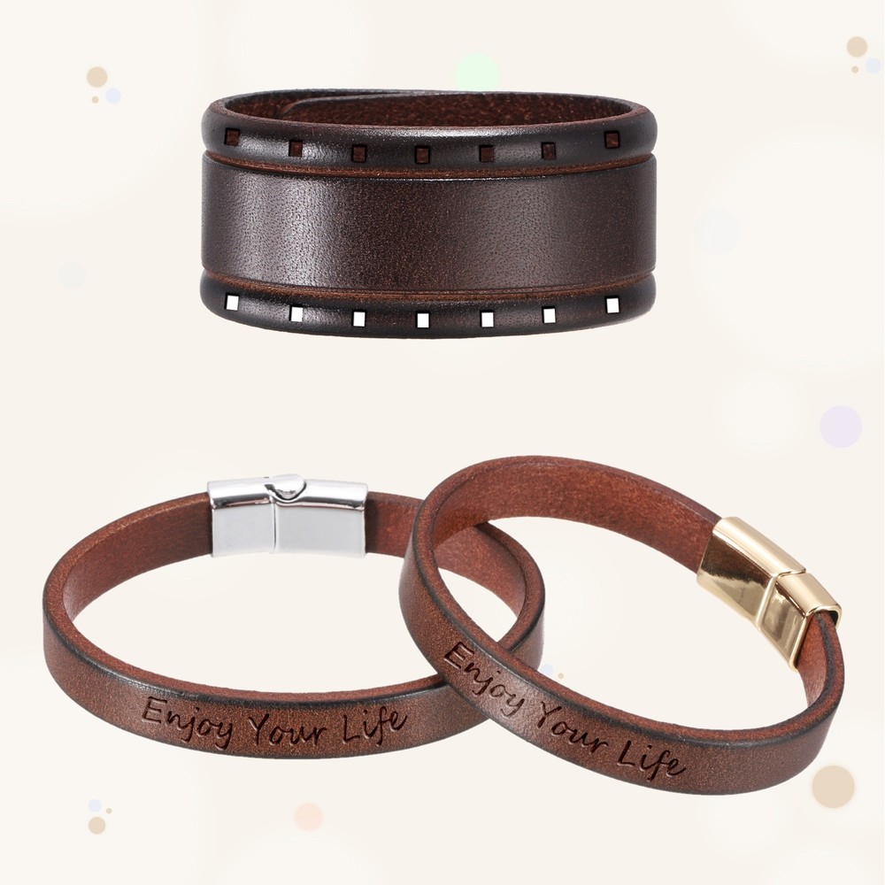 Plain Leather Bracelets Buckle Bangle,Silver Magnetic Buckle Bracelets