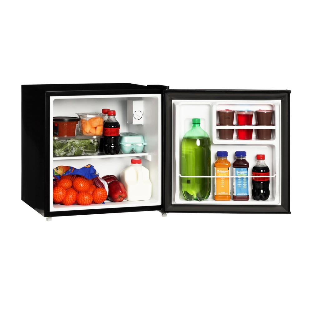 Mainstays 1.7 Cu Ft Compact Mini Refrigerator, Black, Single Door Small Fridge
