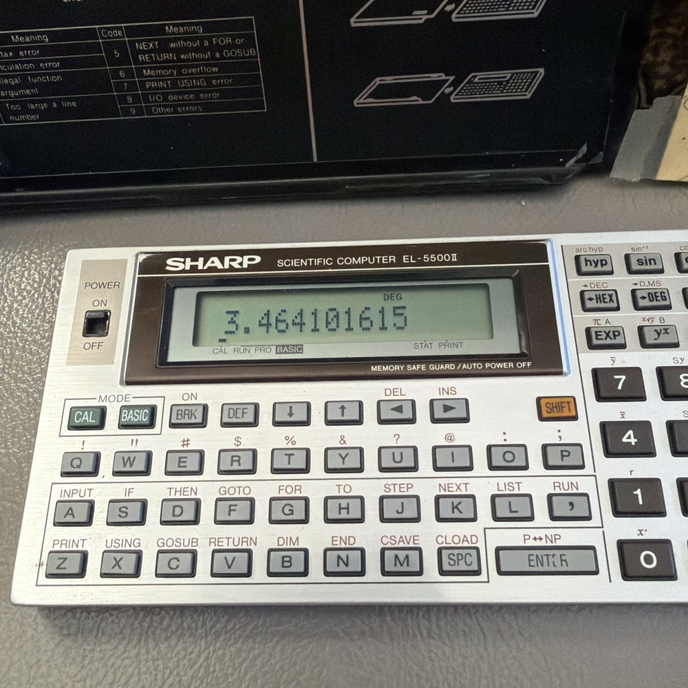 Vintage Sharp EL-5500II With Textbook Scientific Computer Working