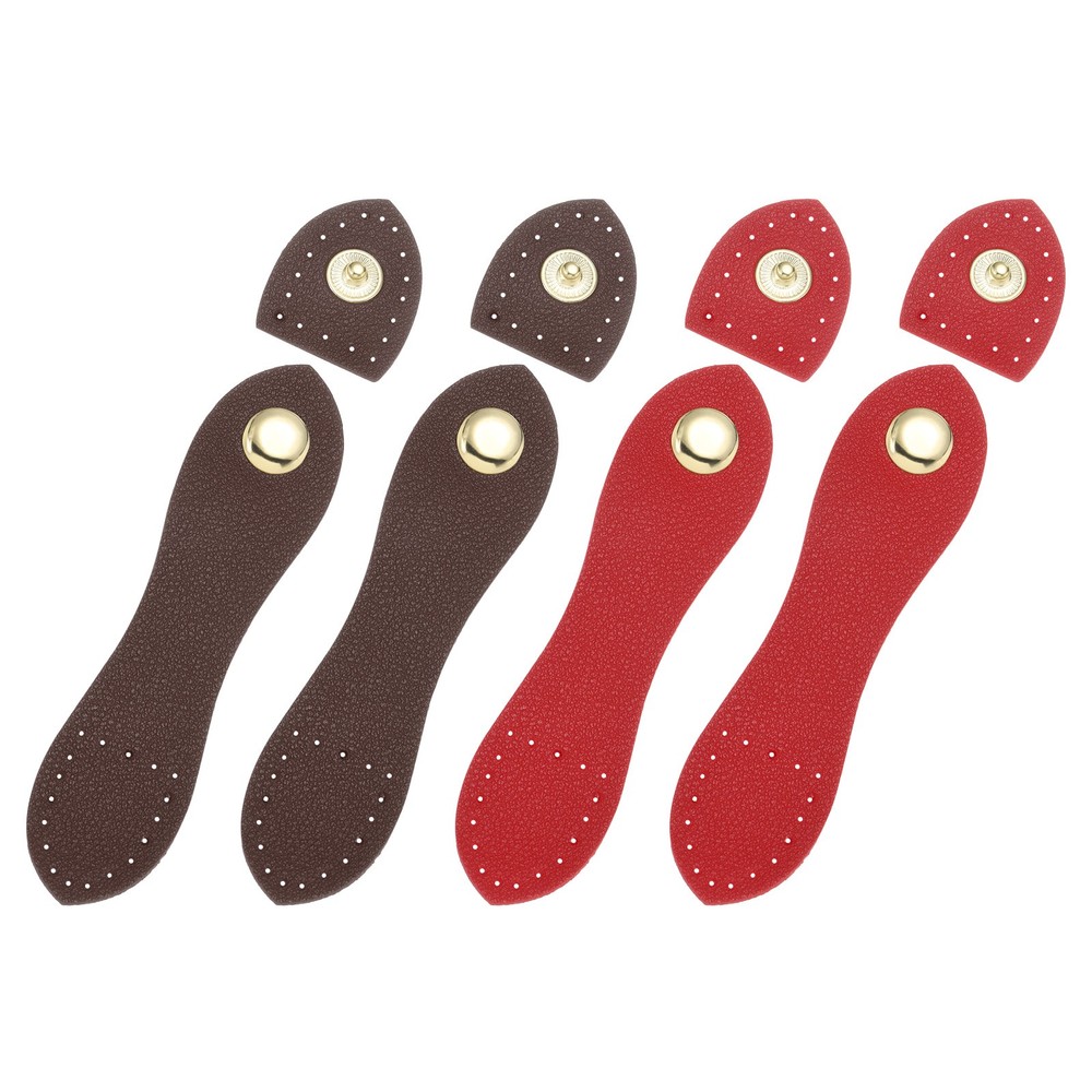 4 Sets Leather Snaps Buckles Button Closures (Red/Dark Brown)