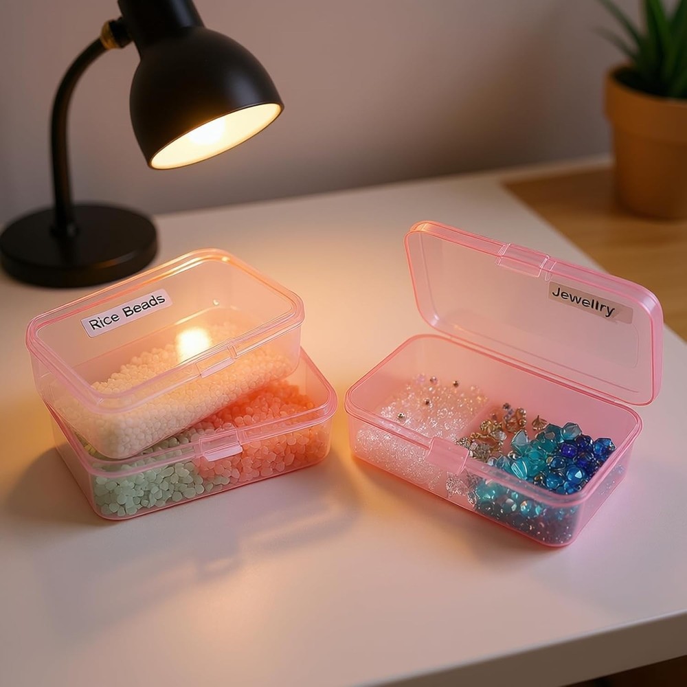12 Pieces Mini Rectangular Plastic Boxes Empty Storage Organizer Containers w...