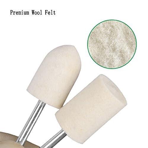 100 Pcs Felt Polishing Bits - 3/32'' Shank Compressed Wool Felt Polishing