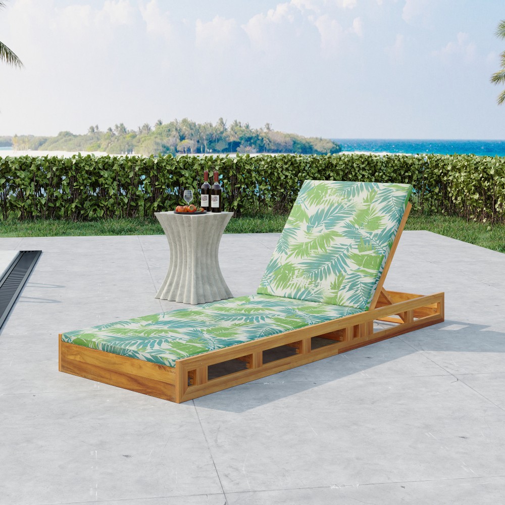 Outdoor Chaise Lounge w/ Adjustable Recliner & Water-Resistant Cushion for Patio