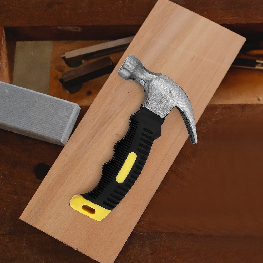 4 Pack 8 Oz Small Hammer, Compact Stubby Claw Hammer with Comfortable Grip, M...