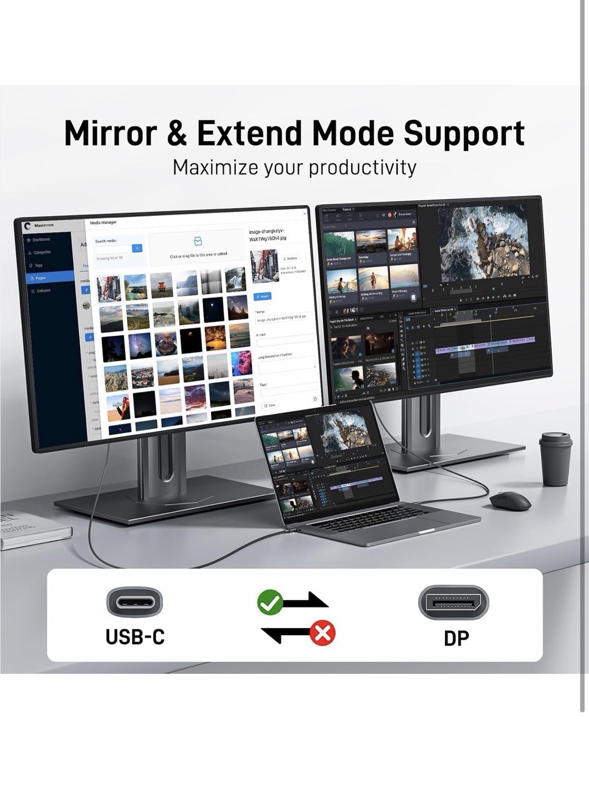 Acer USB C to Displayport Cable 6.6 FT (4K@60HZ 2K@165Hz), Type-C to Displayport