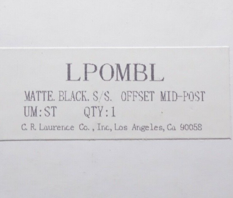 New Genuine CRL LP0MBL Matte Black Offset Mount Mid-Post for Ladder Pulls