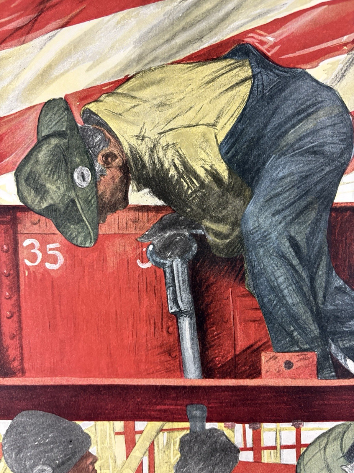 TEAMWORK WINS World War I Bond Poster (VeryGood) 1918 26 1/4”x41” WW1 Ships 001