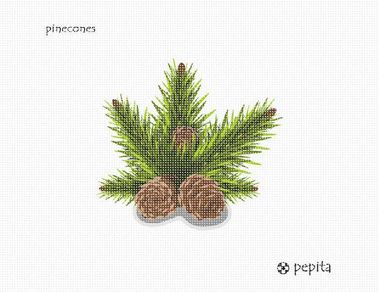 Pinecones Needlepoint Kit or Canvas
