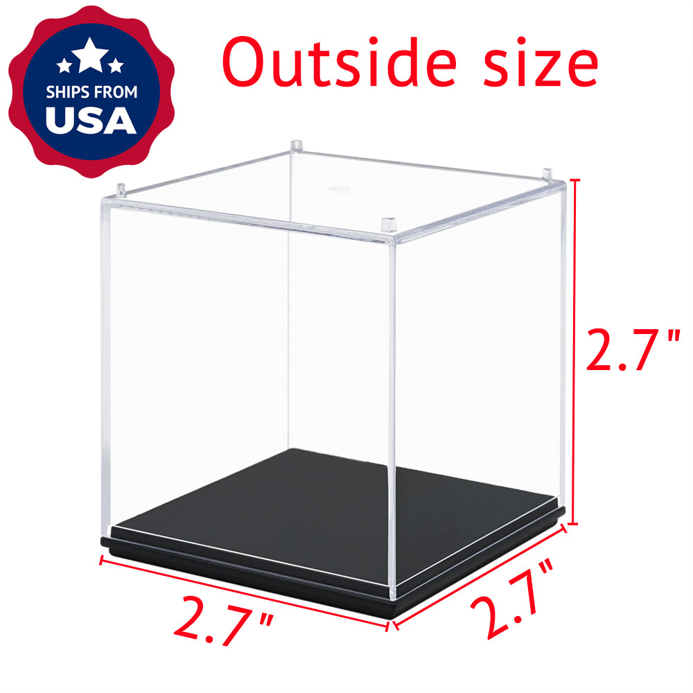 Clear Acrylic Display Box Case Perspex Dustproof Plastic Base Protection 2.75"H