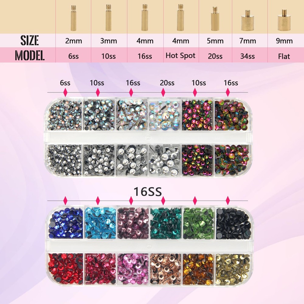 Hotfix Rhinestone Applicator Tool Kit | 15 Colors, 7 Tips, DIY Crafts