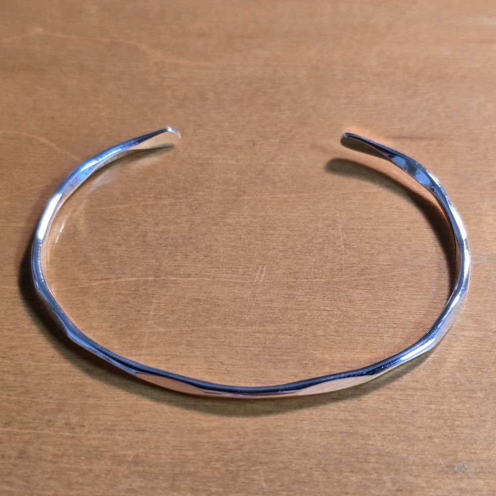Sterling Silver 925 Cuff Bracelet Minimalist Bubble Wave Design