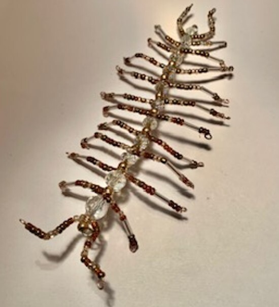 Handmade Clear Center Beaded Wire CENTIPEDE