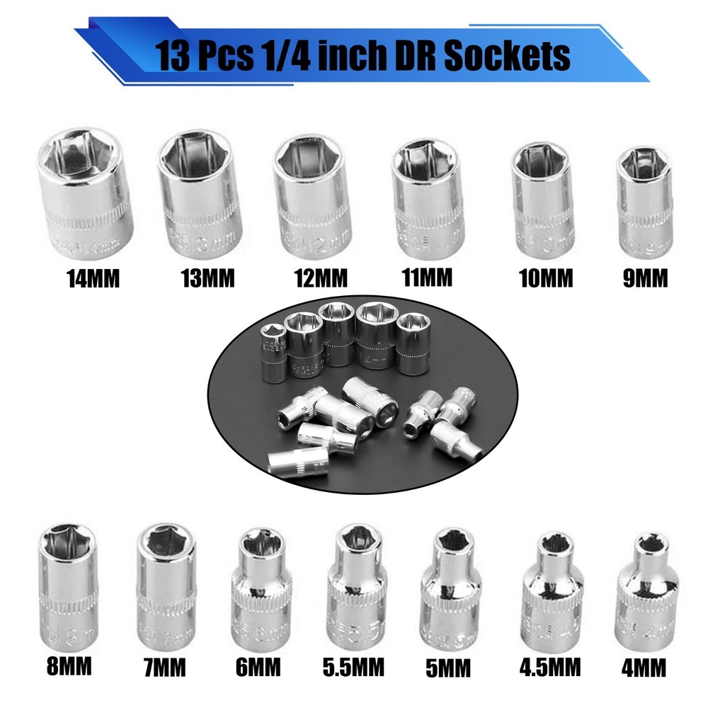 Father's Day Gift 46-Piece Socket Wrench Set Mechanic Bit Drive Tools Combo Kits