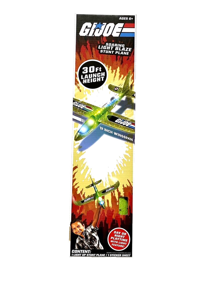GI JOE Plane Soaring Light Up Glider 19" Wing Span Sturdy Foam Green NEW in Box